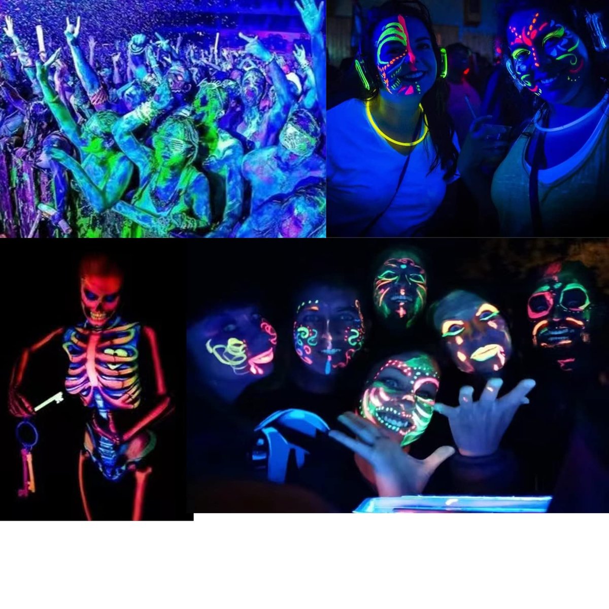 12 PCS Glow Face Body Paint Kit – Neon UV Black Light Reactive Makeup for Halloween, Festivals, and Glow Parties - görsel 13