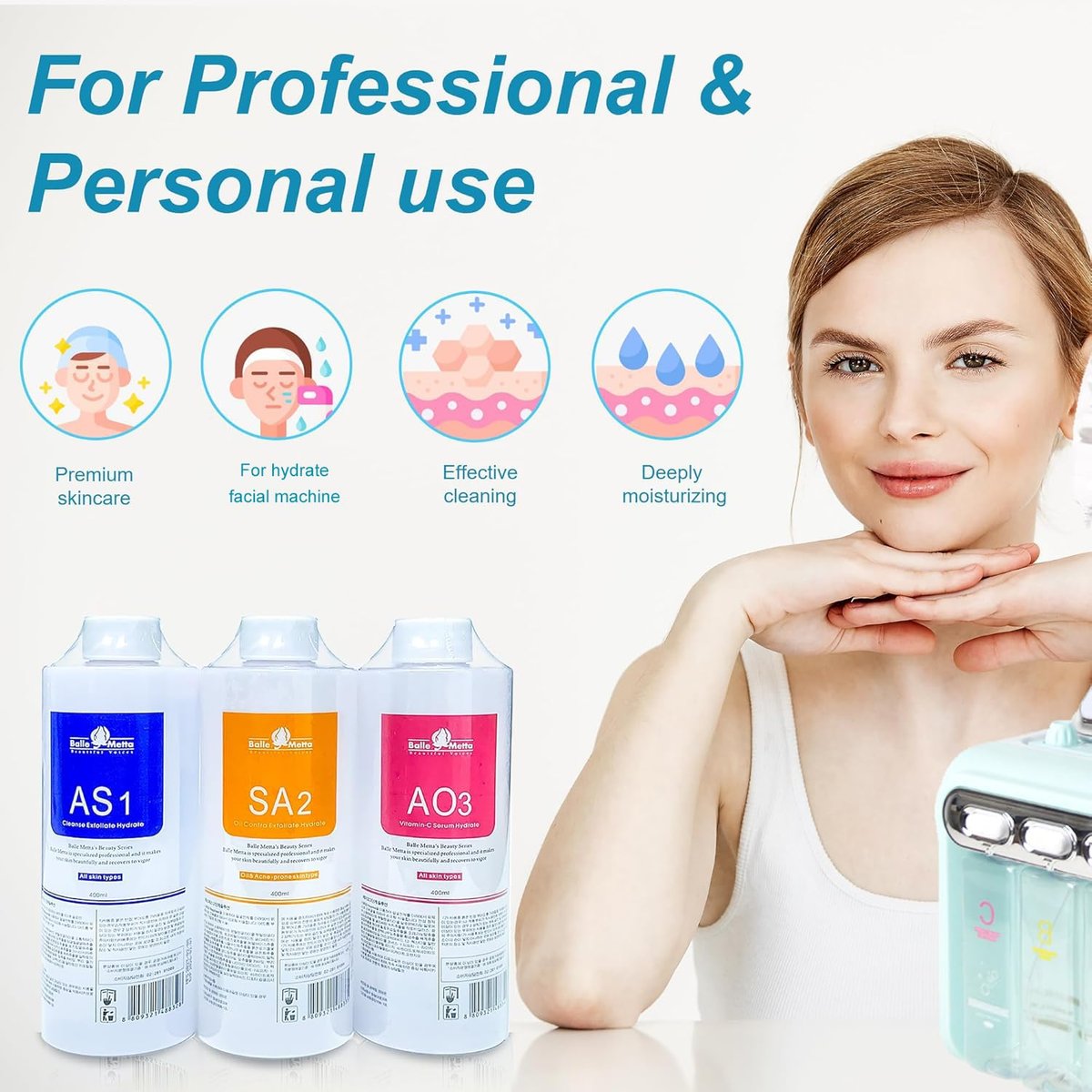 YMEYFAN Hydrate Solution for Facial – Professional Aqua Peeling Serum for Hydrogen Oxygen Facial Machine, 400ml (6-Pack) Avelisse