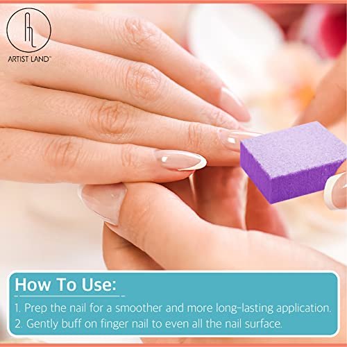 Artist Land Purple Mini Buffer Set 180/240 Grit – 50 Ct - Professional Grade Salon Quality Nail Buffing Blocks for Pre-Application of Polish, Gel, Acrylic Avelisse
