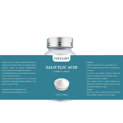 Salicylic Acid Powder (4.58 oz / 130 g) - Ultra Pure Cosmetic Grade BHA Exfoliant for DIY Skincare & Haircare