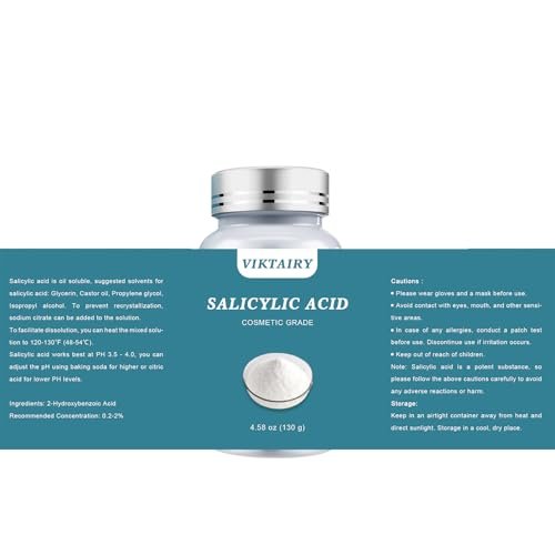 Salicylic Acid Powder (4.58 oz / 130 g) - Ultra Pure Cosmetic Grade BHA Exfoliant for DIY Skincare & Haircare - görsel 14