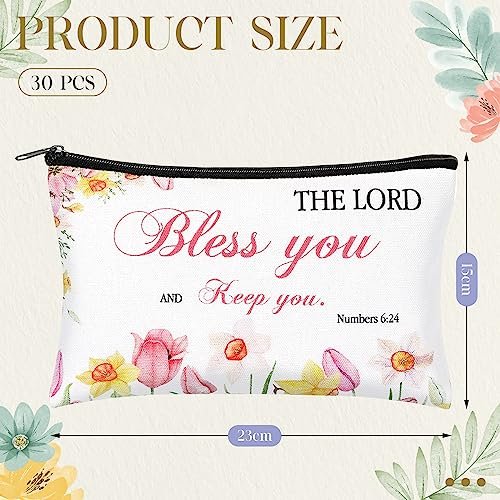 Jetec 30-Pack Christian Gift Cosmetic Bags for Women – Inspirational Bible Verse Makeup Pouch Set (Bright Style) Avelisse