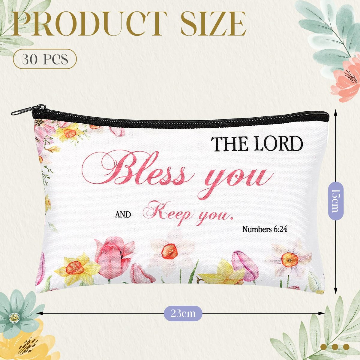 Jetec 30-Pack Christian Gift Cosmetic Bags for Women – Inspirational Bible Verse Makeup Pouch Set (Bright Style) Avelisse