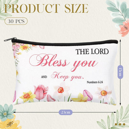 Jetec 30-Pack Christian Gift Cosmetic Bags for Women – Inspirational Bible Verse Makeup Pouch Set (Bright Style) Avelisse