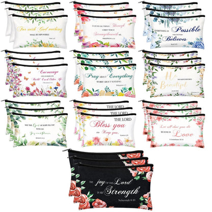 Jetec 30-Pack Christian Gift Cosmetic Bags for Women – Inspirational Bible Verse Makeup Pouch Set (Bright Style) Avelisse