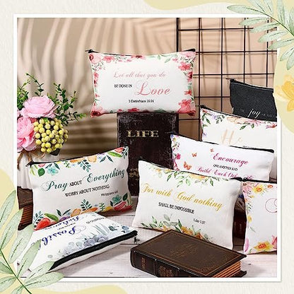 Jetec 30-Pack Christian Gift Cosmetic Bags for Women – Inspirational Bible Verse Makeup Pouch Set (Bright Style) Avelisse