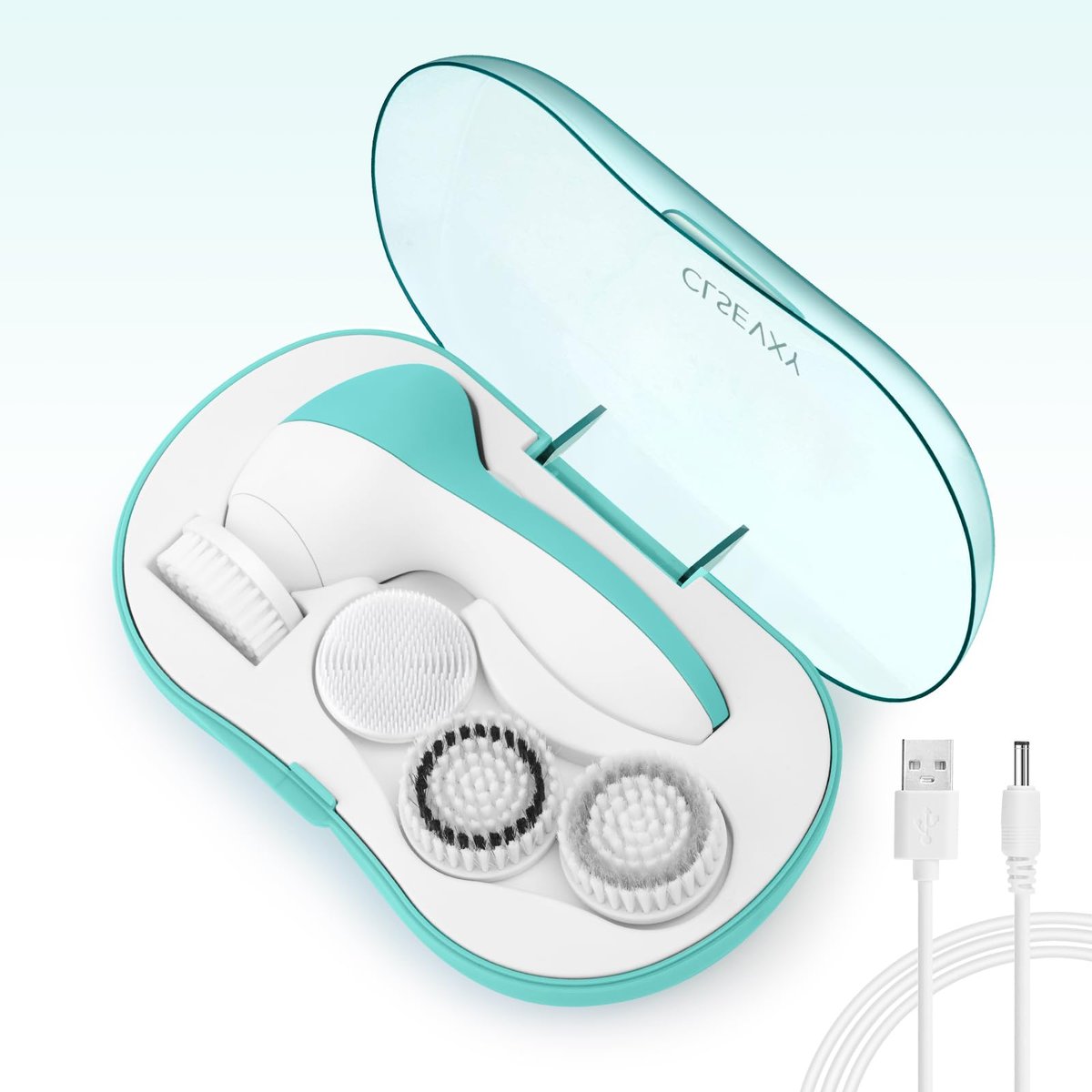 Rechargeable Facial Cleansing Spin Brush Set with 4 Exfoliating Brush Heads - Complete Face Spa System by CLSEVXY - Waterproof Face Scrubber for Gentle Exfoliation and Deep Scrubbing Avelisse