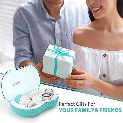 Rechargeable Facial Cleansing Spin Brush Set with 4 Exfoliating Brush Heads - Complete Face Spa System by CLSEVXY - Waterproof Face Scrubber for Gentle Exfoliation and Deep Scrubbing Avelisse