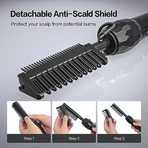 LURA 180°F-500°F Electric Hot Comb Straightener for Lace Front Wigs and African American Hair, Digital Display, Pressing Comb for Black Women Avelisse