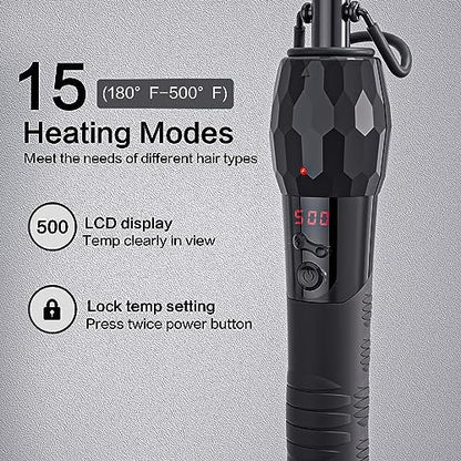 LURA 180°F-500°F Electric Hot Comb Straightener for Lace Front Wigs and African American Hair, Digital Display, Pressing Comb for Black Women Avelisse