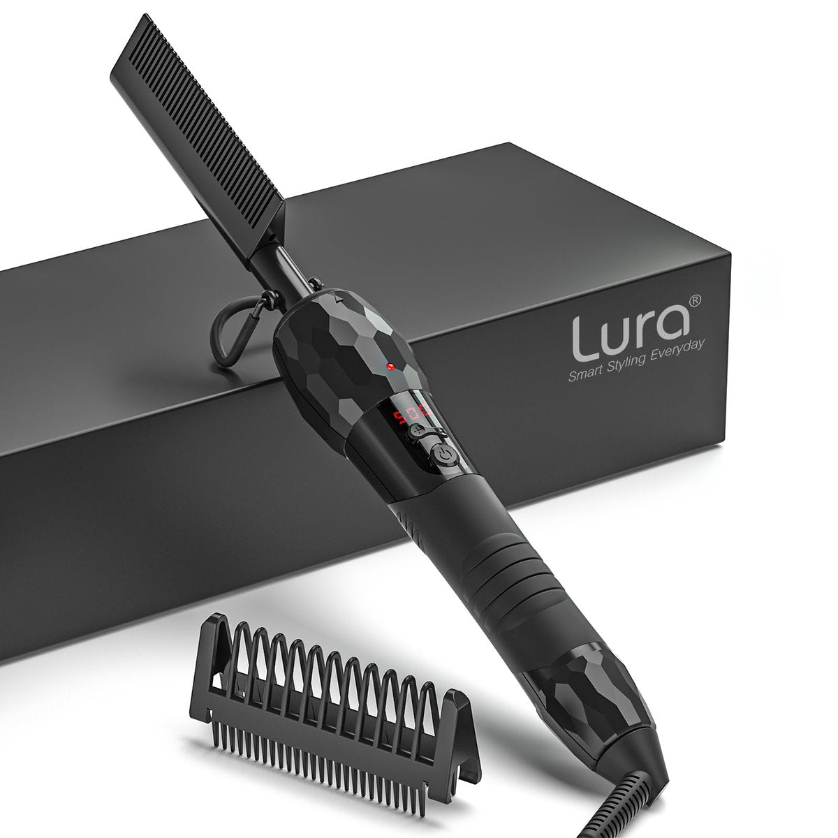 LURA 180°F-500°F Electric Hot Comb Straightener for Lace Front Wigs and African American Hair, Digital Display, Pressing Comb for Black Women Avelisse