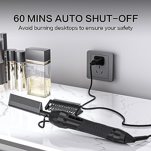 LURA 180°F-500°F Electric Hot Comb Straightener for Lace Front Wigs and African American Hair, Digital Display, Pressing Comb for Black Women Avelisse