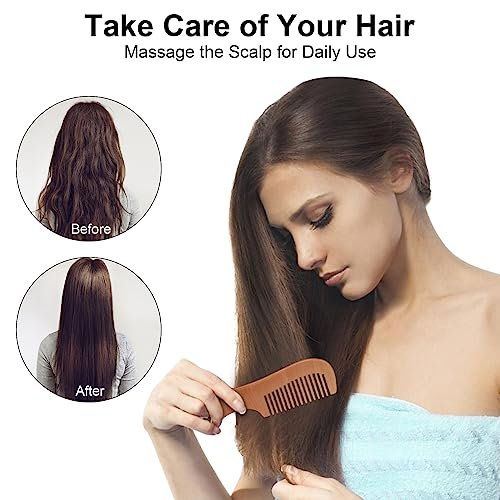 4-Piece Natural Bamboo Comb Set for Women & Men – Wide Tooth Detangling, Beard & Labor Combs for Curly, Thick, Wavy Hair with Gift Bag - görsel 12