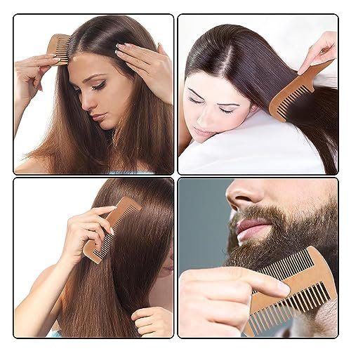 4-Piece Natural Bamboo Comb Set for Women & Men – Wide Tooth Detangling, Beard & Labor Combs for Curly, Thick, Wavy Hair with Gift Bag - görsel 16