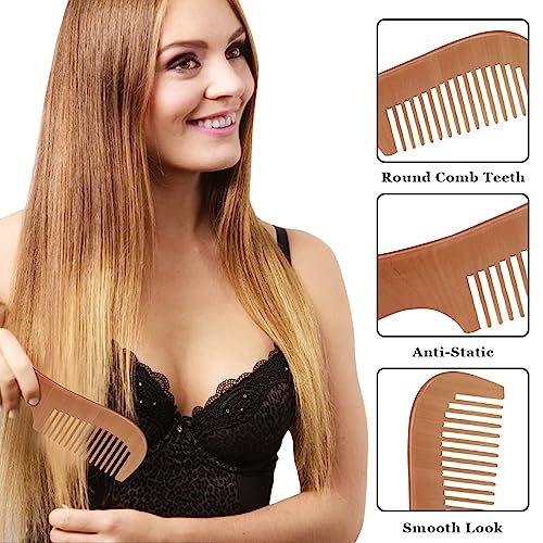 4-Piece Natural Bamboo Comb Set for Women & Men – Wide Tooth Detangling, Beard & Labor Combs for Curly, Thick, Wavy Hair with Gift Bag - görsel 14