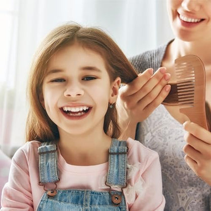 4-Piece Natural Bamboo Comb Set for Women & Men – Wide Tooth Detangling, Beard & Labor Combs for Curly, Thick, Wavy Hair with Gift Bag