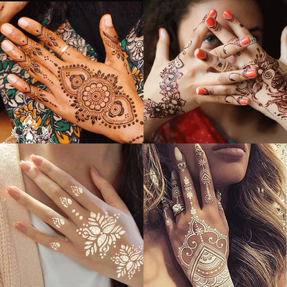 24 Sheets Henna Tattoo Stencils Kit - Indian Arabian Temporary Mehndi Templates for Hands