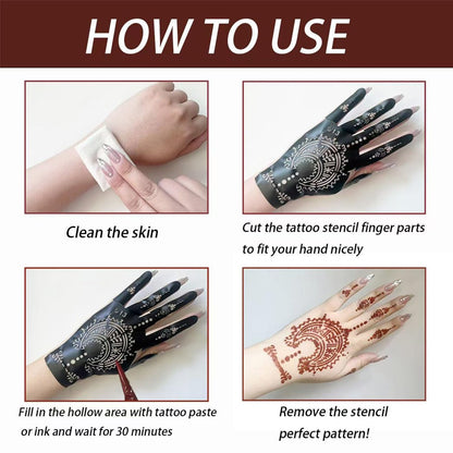 24 Sheets Henna Tattoo Stencils Kit - Indian Arabian Temporary Mehndi Templates for Hands