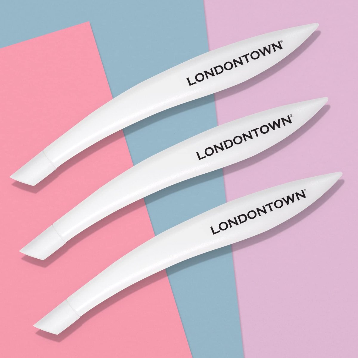 LONDONTOWN Cuticle Pusher Tool with Rubber Finish Tip Bevel Edge - Professional Grade Plastic Precision Fingertip Nail Scrapper Manicure Stick Avelisse