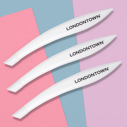LONDONTOWN Cuticle Pusher Tool with Rubber Finish Tip Bevel Edge - Professional Grade Plastic Precision Fingertip Nail Scrapper Manicure Stick Avelisse
