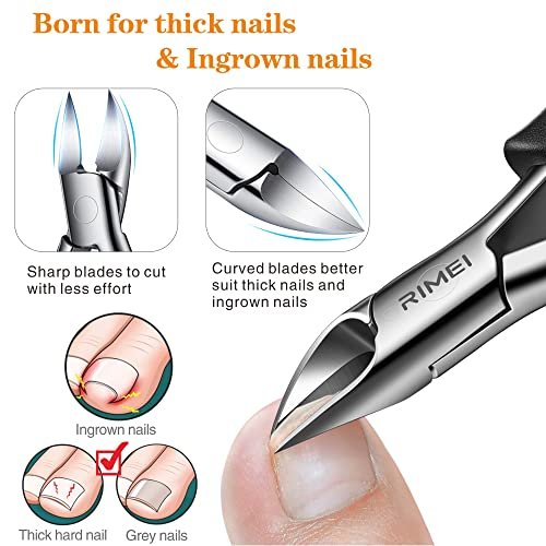 RIMEI Professional Toenail Clippers for Thick & Ingrown Nails – Podiatrist Recommended, Stainless Steel Curved Blade for Men & Seniors - görsel 4