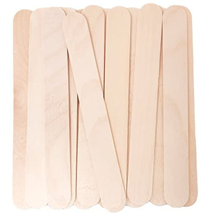 Makerstep 6 Inch Jumbo Wooden Multi-Purpose Wax Sticks 100 Pack - Large Popsicle Sticks, Applicator Spatulas for Waxing, Hair Removal, Crafts, Ice Cream