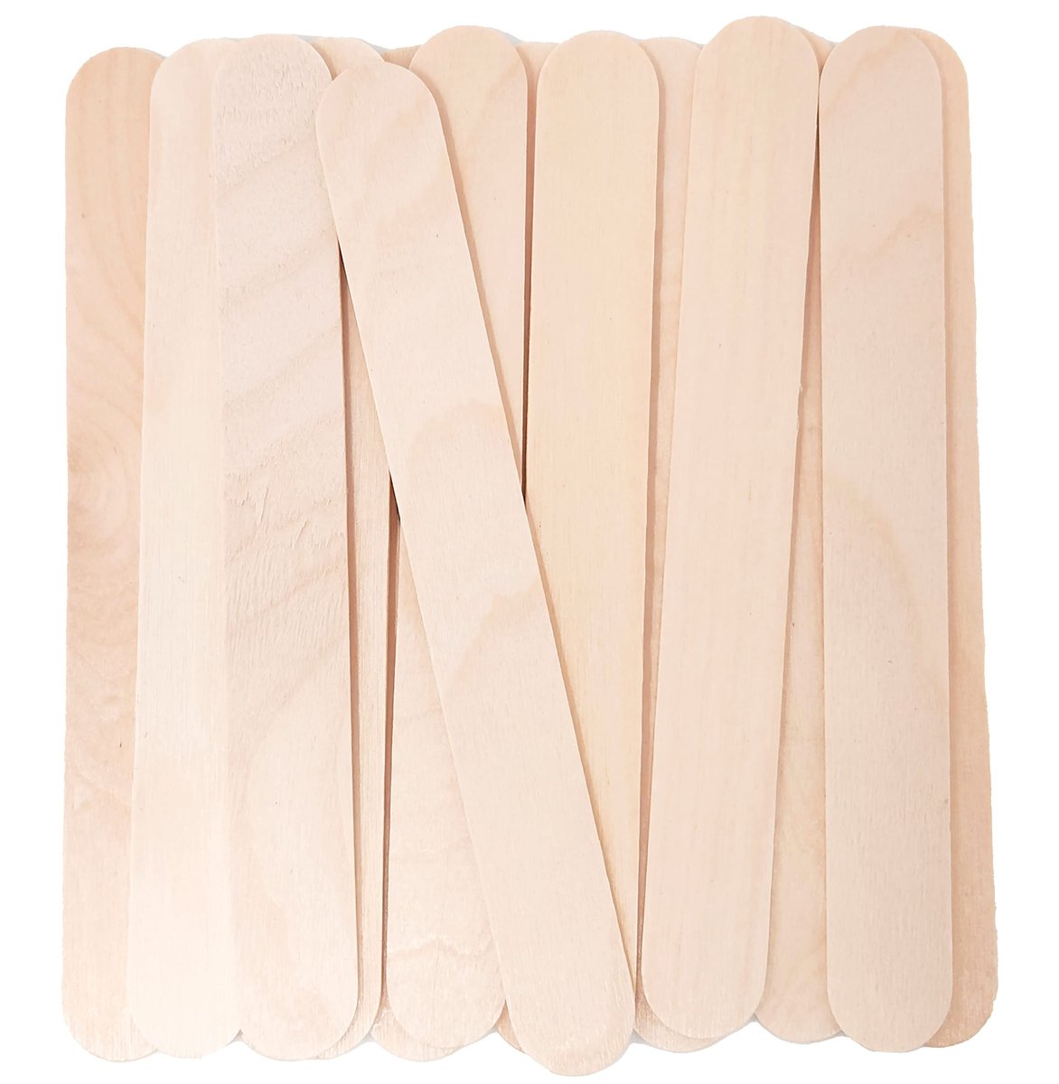 Makerstep 6 Inch Jumbo Wooden Multi-Purpose Wax Sticks 100 Pack - Large Popsicle Sticks, Applicator Spatulas for Waxing, Hair Removal, Crafts, Ice Cream - görsel 1