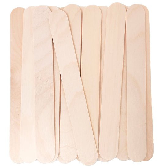 Makerstep 6 Inch Jumbo Wooden Multi-Purpose Wax Sticks 100 Pack - Large Popsicle Sticks, Applicator Spatulas for Waxing, Hair Removal, Crafts, Ice Cream