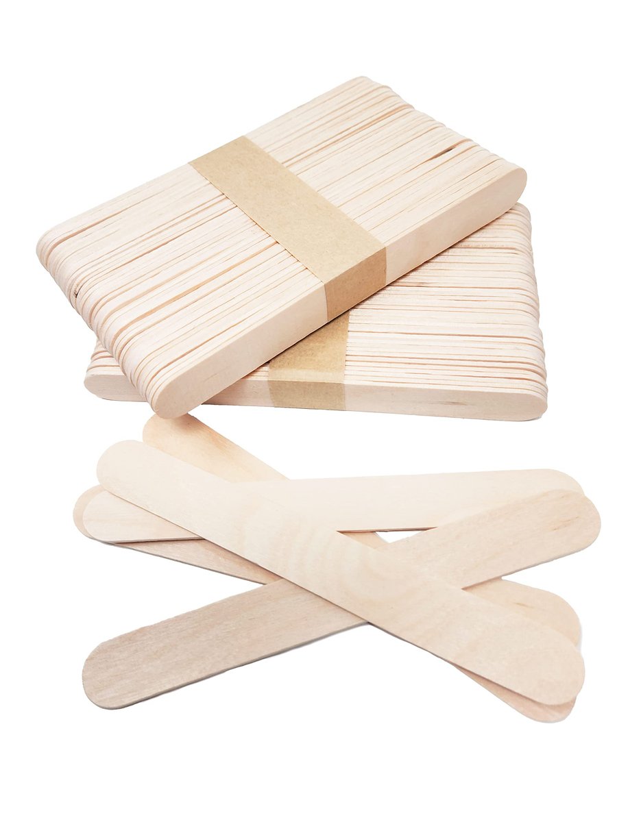 Makerstep 6 Inch Jumbo Wooden Multi-Purpose Wax Sticks 100 Pack - Large Popsicle Sticks, Applicator Spatulas for Waxing, Hair Removal, Crafts, Ice Cream - görsel 5