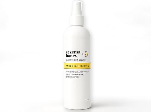 ECZEMA HONEY Antioxidant Body Oil - After Shower All Over Body Oil Spray for Skin - Eczema-Prone & Sensitive Moisturizing Skin Oil - Unscented Body Oils for Women, Men & Kids (8 Fl Oz) Avelisse