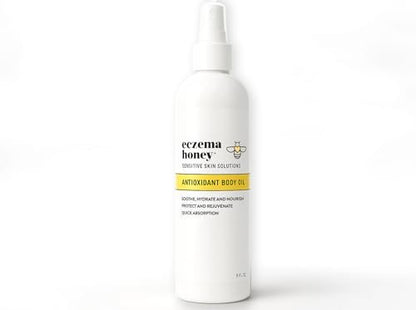 ECZEMA HONEY Antioxidant Body Oil - After Shower All Over Body Oil Spray for Skin - Eczema-Prone & Sensitive Moisturizing Skin Oil - Unscented Body Oils for Women, Men & Kids (8 Fl Oz) Avelisse