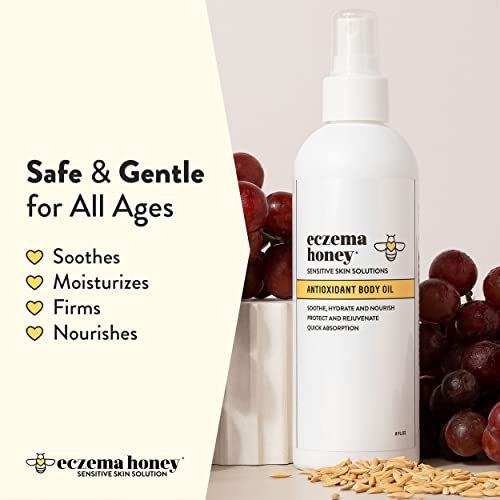 ECZEMA HONEY Antioxidant Body Oil - After Shower All Over Body Oil Spray for Skin - Eczema-Prone & Sensitive Moisturizing Skin Oil - Unscented Body Oils for Women, Men & Kids (8 Fl Oz) Avelisse