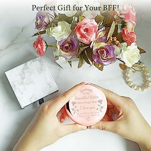 boutikpro Sister Gifts Compact Mirror - To My Beautiful Sister Rose Gold Compact Mirror for Women - görsel 4