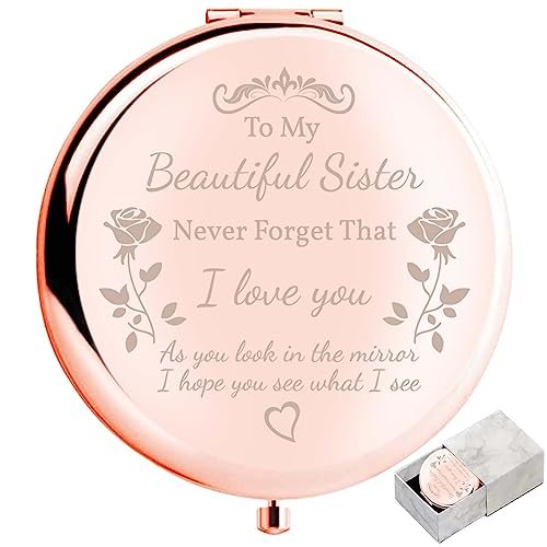 boutikpro Sister Gifts Compact Mirror - To My Beautiful Sister Rose Gold Compact Mirror for Women - görsel 2