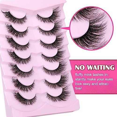 Natural Look Cat Eye False Eyelashes - Wispy Fox Eye Lashes 15mm 6D Volume Strip Lashes by PHKERATA (7 Pairs) - görsel 10