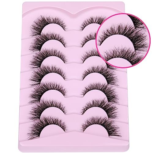 Natural Look Cat Eye False Eyelashes - Wispy Fox Eye Lashes 15mm 6D Volume Strip Lashes by PHKERATA (7 Pairs) - görsel 12