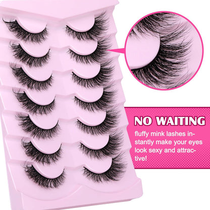 Natural Look Cat Eye False Eyelashes - Wispy Fox Eye Lashes 15mm 6D Volume Strip Lashes by PHKERATA (7 Pairs)