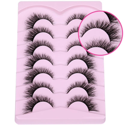 Natural Look Cat Eye False Eyelashes - Wispy Fox Eye Lashes 15mm 6D Volume Strip Lashes by PHKERATA (7 Pairs)
