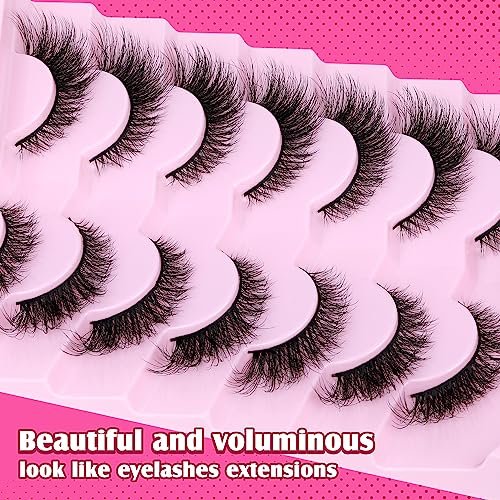 Natural Look Cat Eye False Eyelashes - Wispy Fox Eye Lashes 15mm 6D Volume Strip Lashes by PHKERATA (7 Pairs) - görsel 14