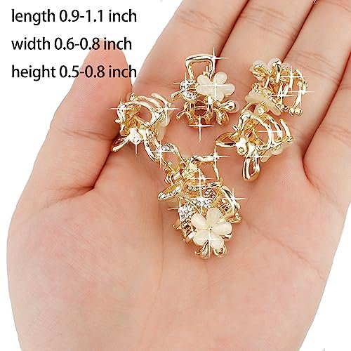 ANBALA Opal Rhinestone Small Hair Claw Clips - 6 Pack, Gold-Metal Grip Clamps for Thick, Thin, Long or Short Hair - görsel 8
