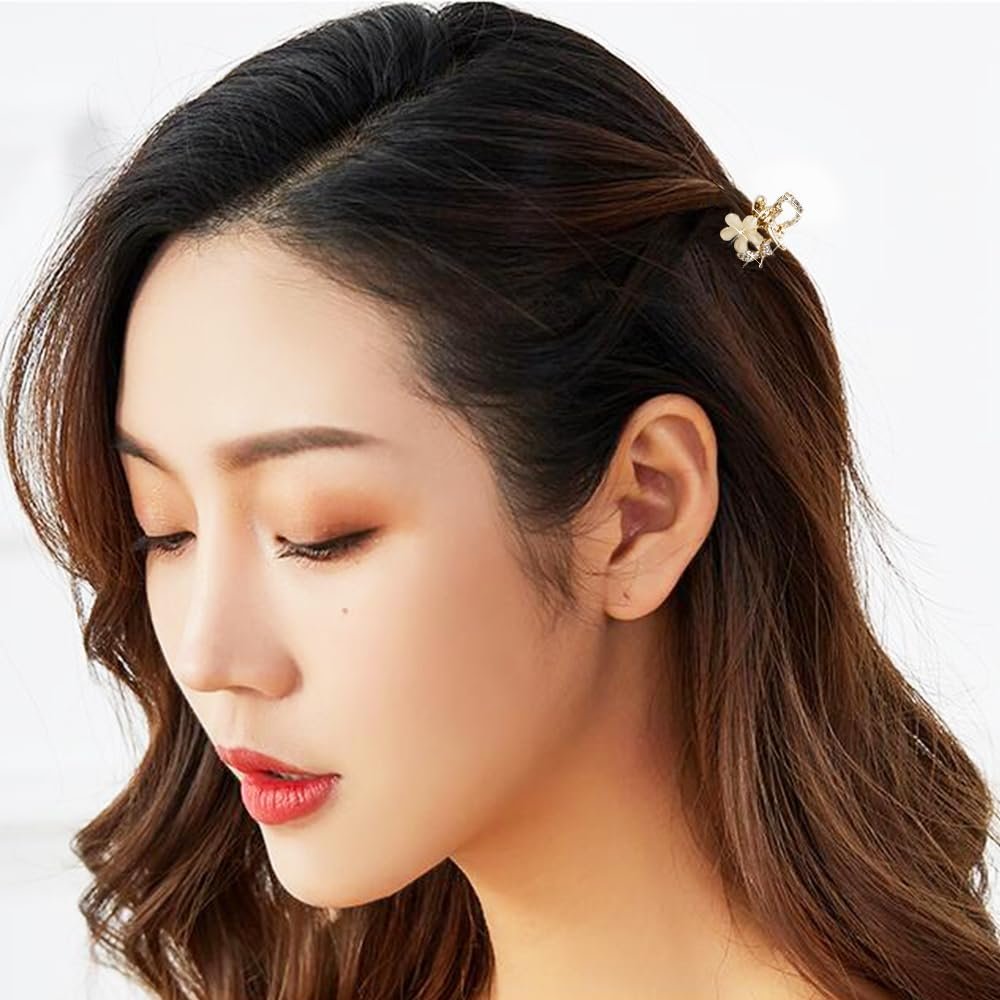 ANBALA Opal Rhinestone Small Hair Claw Clips - 6 Pack, Gold-Metal Grip Clamps for Thick, Thin, Long or Short Hair - görsel 11
