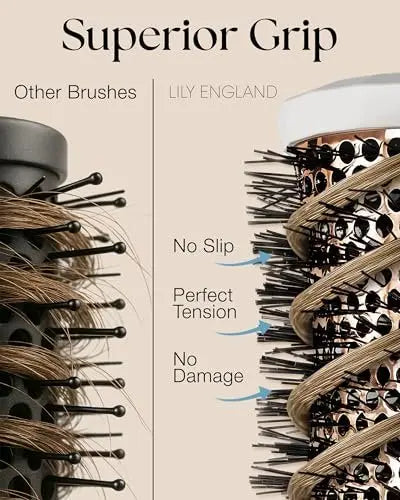Lily England Round Hair Brush Set 4 Piece Professional Blow Dry Kit with Comb for Styling - White Avelisse
