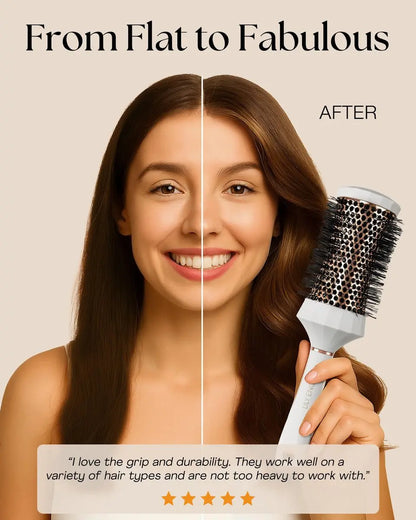 Lily England Round Hair Brush Set 4 Piece Professional Blow Dry Kit with Comb for Styling - White Avelisse