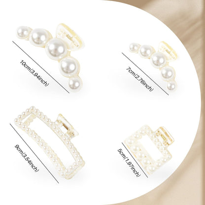 8-Piece Pearl Hair Claw Clips for Women – Resin Barrettes for Thick & Thin Hair, Wedding & Daily Styling