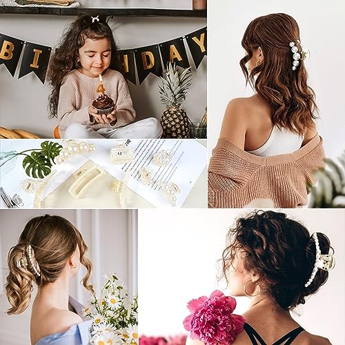 8-Piece Pearl Hair Claw Clips for Women – Resin Barrettes for Thick & Thin Hair, Wedding & Daily Styling - görsel 12