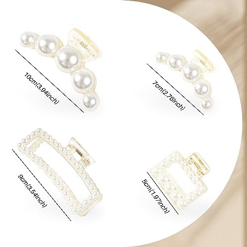 8-Piece Pearl Hair Claw Clips for Women – Resin Barrettes for Thick & Thin Hair, Wedding & Daily Styling - görsel 8