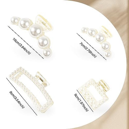 8-Piece Pearl Hair Claw Clips for Women – Resin Barrettes for Thick & Thin Hair, Wedding & Daily Styling