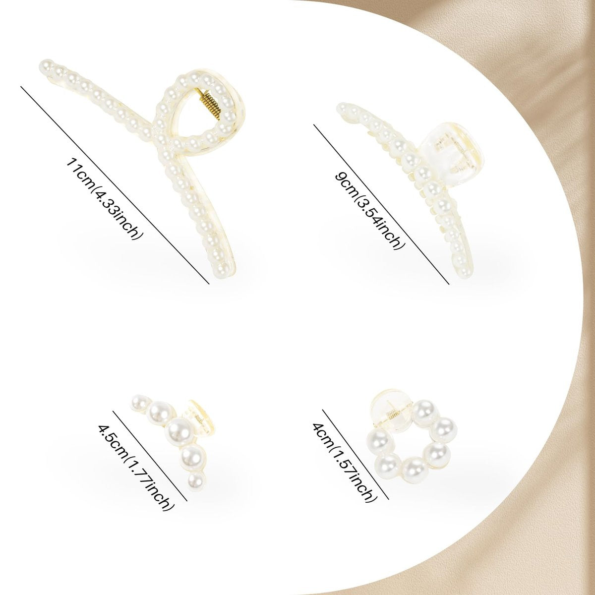 8-Piece Pearl Hair Claw Clips for Women – Resin Barrettes for Thick & Thin Hair, Wedding & Daily Styling - görsel 9