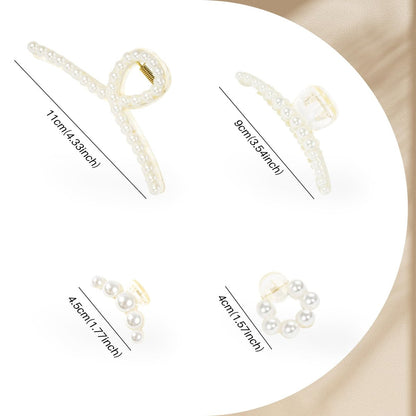8-Piece Pearl Hair Claw Clips for Women – Resin Barrettes for Thick & Thin Hair, Wedding & Daily Styling