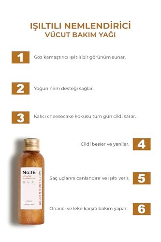 Sinoz No:16 Miracle Shimmer Oil – Golden Glow for Body & Hair with 16 Natural Oils, Lightweight & Non-Greasy (3.38 fl oz)